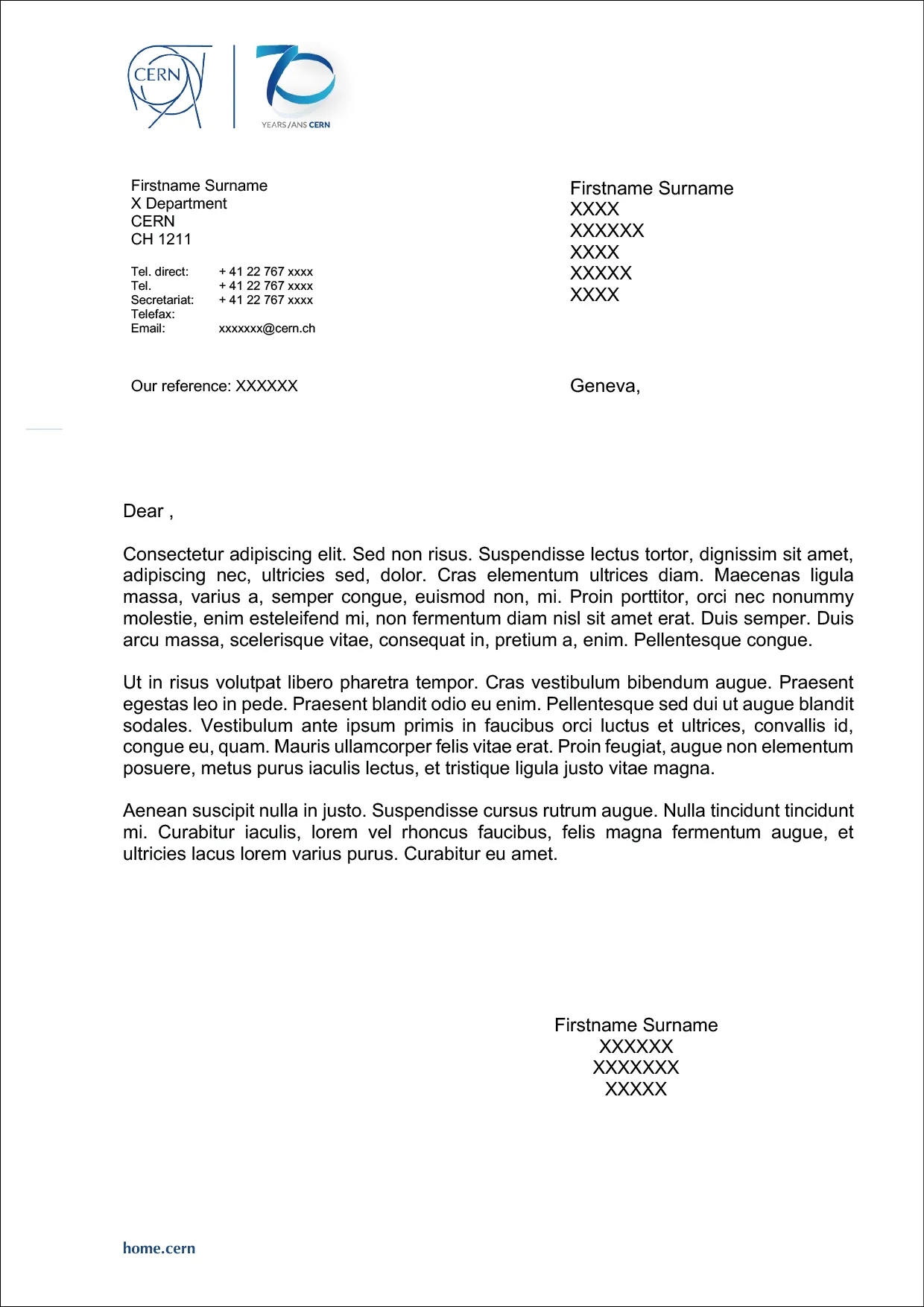 70years letterhead